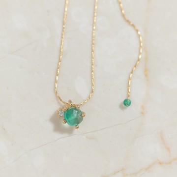 【金牛座生日石】綠瑪瑙 Green Onyx 天然石項鍊 韓國製造