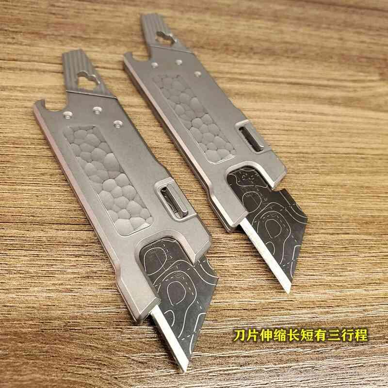 Edc-チタン合金 戦術的 紙 カッター ポケットナイフ キャンプ 包装 屋外ツール 高品質 ミニナイフ