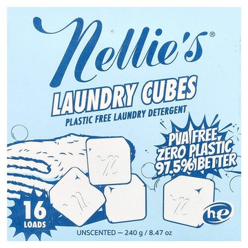 Nellie's, 洗衣凝珠，無塑料洗衣凝珠，無香型，16 次用量，8.47 盎司（240 克）