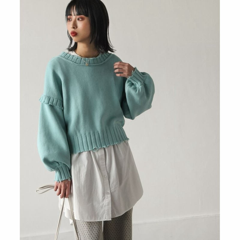 Chillfar Ahリブショートクラッシュニット レディース ブルー M Chillfar 通販 Lineポイント最大get Lineショッピング