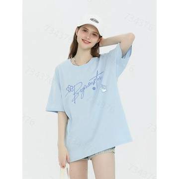 【🚀當天出！】純棉大眼怪印花短袖 寬鬆加大碼T恤 夏季流行衣服 下半身失蹤 oversize風 情侶 純棉透氣 女tee
