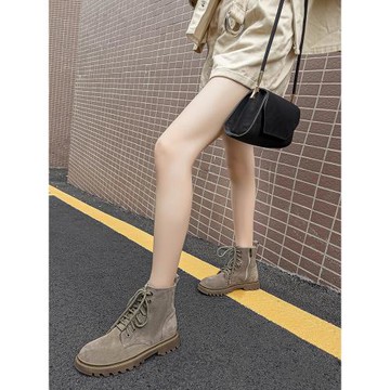 真皮馬丁靴女2024新款英倫風厚底短靴女小個子高級感炸街春秋單靴