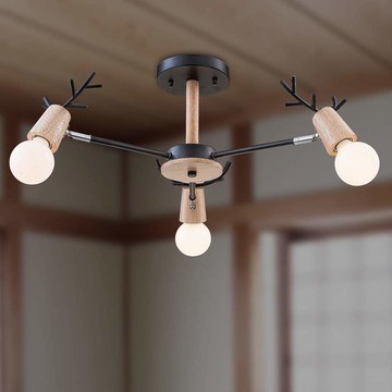 北歐風原木半吸頂燈 YP80-852-3