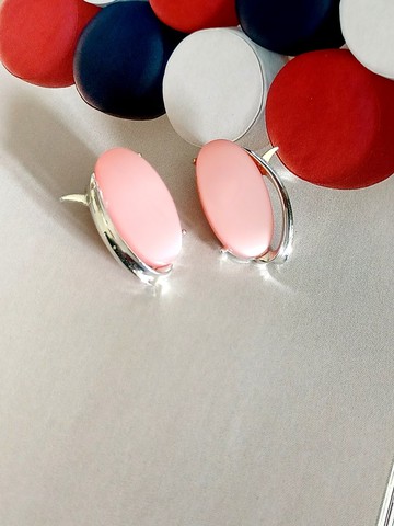 vintage jewelry  風尚粉彩賽珞珞 夾式耳環