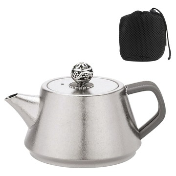 TEMPEST 純鈦泡茶壺 冰晶壺圓蓋柄 附收納網袋  鈦原色  1個  300ml