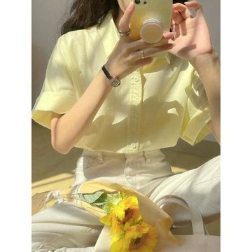 夏季女裝韓版批新款發洋氣溫柔別致學生襯衣寬松清新短袖休閑襯衫