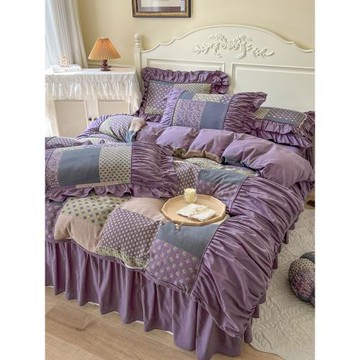 法式復古全棉床上四件套公主風雙層紗純棉床單被套床裙網紅少女心