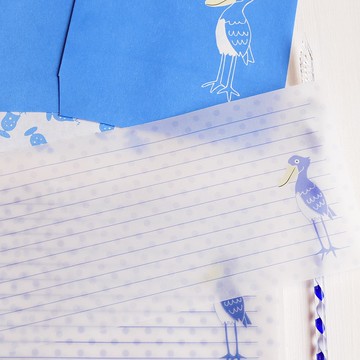 房屋造型信紙信封組 富士山與鯨頭鸛