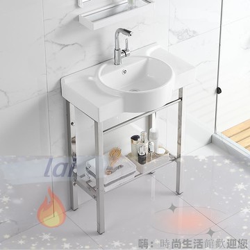 免運 可開發票 陶瓷立柱盆 小戶型洗手池 落地式洗臉盆組合小號陶瓷洗手盆洗漱盆簡約不銹鋼支架防水立柱盆