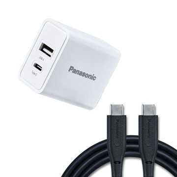 Panasonic 原廠 18W雙輸出充電器+USB3.2 Type-C to Type-C 4K高畫質影像傳輸線(1M)