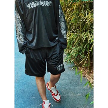 克羅 mattyboy  黑色雙層網眼字母印花休閑 運動 短褲  男女 情侶