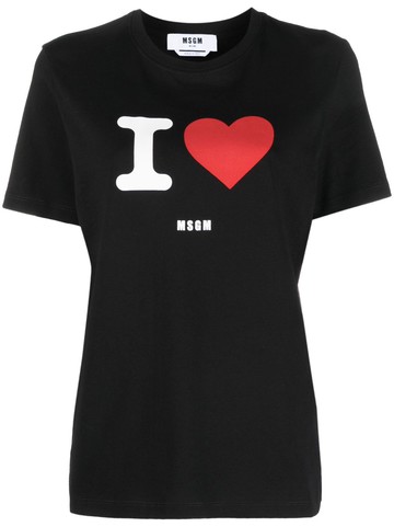MSGM - logo-print cotton T-shirt - women - Cotton - XS - Black