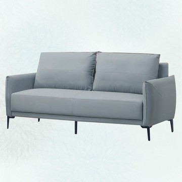 文創集 比利文灰色貓抓皮革三人座沙發椅-180x77x80cm免組