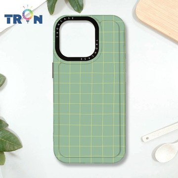 TRON IPHONE 16 PRO 手繪簡約方格紋B款 MAGSAFE 磁吸 防摔 太空殼 透黑 手機殼