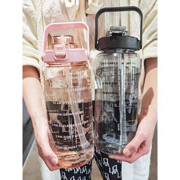 超大號容量水杯帶吸管刻度夏季天戶外運動男女學生成人水瓶塑料壺