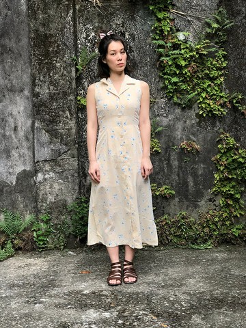 無袖小藍花洋裝