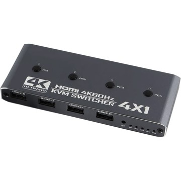 Alanview 4 port 4K HDMI 2.0 4x1 四進一出 KVM 電腦切換器(AK584)
