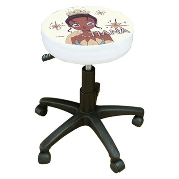 colorplay 玩色系 日光生活館 迪士尼漫畫風 可調式滾輪圓椅  椅墊35 x 6cm 椅高42~54cm  蒂安娜公主 白色