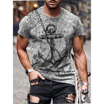 Mens summer new printed short-sleeved T-shirt 2021男士短袖