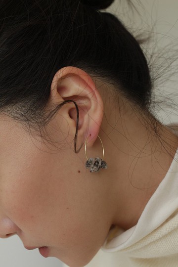 vingtsixplus SS33水晶 耳環 / 耳夾可 礦石 赫基蒙鑽 黑