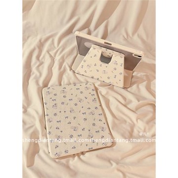 ins藍色碎花兔子360度旋轉iPad10保護套2022新款適用蘋果iPad10.2寸mini6平板Air4/5保護殼pro女軟9.7帶筆槽