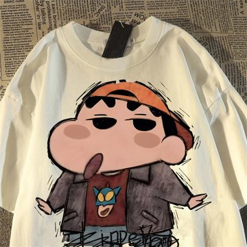 日系復古嘚瑟蠟筆小新短袖t恤男女夏2025寬松vintage純棉半袖上衣