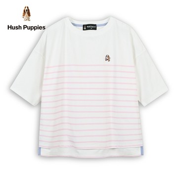 Hush Puppies 上衣 女裝簡約橫條紋領巾狗寬版上衣