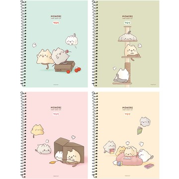 Pinkfoot 3000 Monori 練習本 四款套組  快樂幽靈貓 藍色 + 黃色 + 綠色 + 粉色  1組