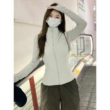 (免運)lulu防曬衣女款夏季2025新款修身立領冰絲瑜伽服薄款外套防紫外線