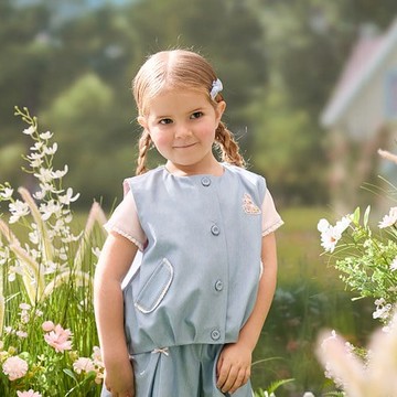 小香兔蕾絲滾邊開襟背心