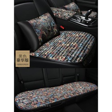 汽車坐墊通用四季貢緞刺繡單片車位座墊可愛女秋季透氣蕎麥后排墊