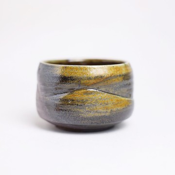 明芽窯 l 柴燒落灰茶碗 自然落灰 黃 紅 陶器 茶杯 茶具 陶藝 H6