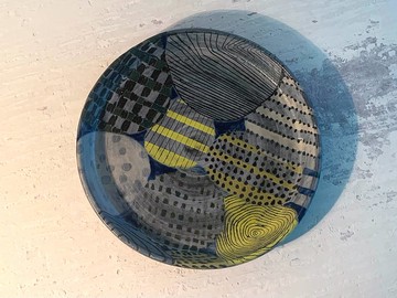 各形各色黑泥陶製圓平盤_陶器餐盤