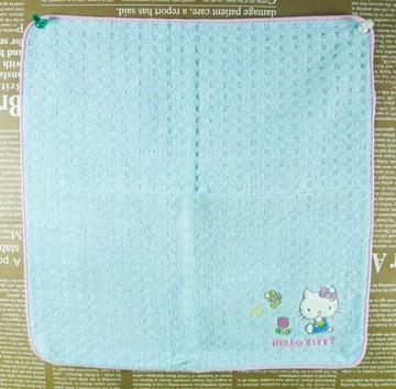 【震撼精品百貨】Hello Kitty 凱蒂貓 吸水小方巾 蜜蜂藍粉邊 震撼日式精品百貨