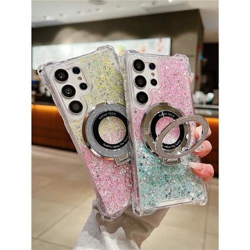 四角開孔可掛繩手機殼支架適用三星S24ULTRA手機殼漸變S23+PLUS滴膠galxys22utrlaA55A54A53新款可背斜挎