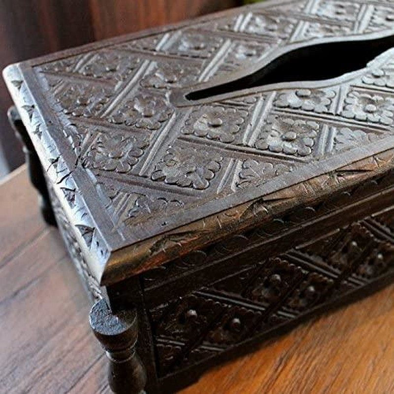 木製彫刻ティッシュボックス 木彫 ティッシュボックス