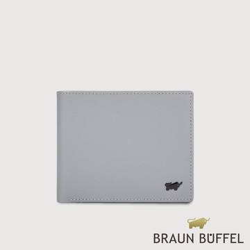 【BRAUN BUFFEL 德國小金牛】台灣總代理 維克多-E 8卡中間翻零錢袋短夾-石灰白/BF570-318-CGY