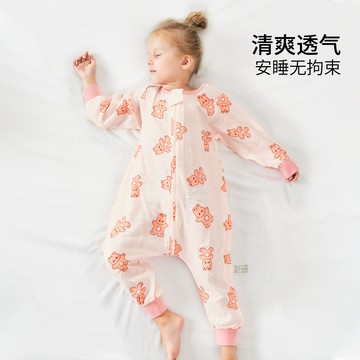 棉布樹嬰兒睡袋夏季薄款純棉寶寶紗布睡袋兒童分腿空調房防踢被鑫弘-萌寶童裝可開發票