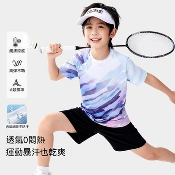 【臺灣出貨】新款兒童羽毛球訓練服男女童學生速幹乒乓球比賽隊服運動套裝男女童女童上衣兒童短袖訓練球衣童裝