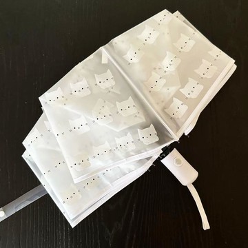 🍭臺灣出貨🍭貓咪磨砂晴雨兩用清新透明雨傘可愛學生全自動便攜兒童卡通摺疊