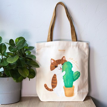 Meow抱抱仙人掌貓貓Tote bag