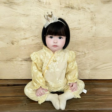 女寶寶春秋連體衣新生兒嬰兒衣服百天周歲禮服三小月齡外出服秋裝鑫弘-素時衣櫥