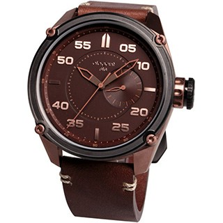 elegantsis Army 特務風雲日期時尚腕錶-古銅/46mm ELJT47-PB09LC