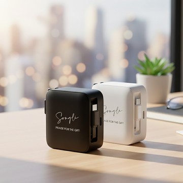 45W氮化鎵-快充充電器|客製化鐫刻|自帶USB-C伸縮線|旅行出差必備