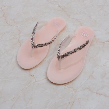 夏季平底水晶夾腳公主沙灘果凍鞋