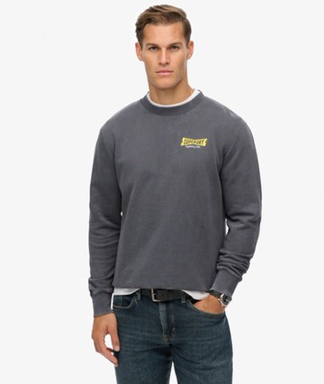 Superdry Men's Heritage Tab Loose Crew Sweatshirt Blue Size: M