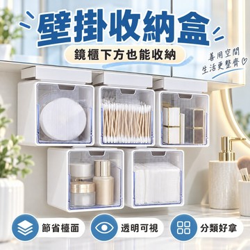懸掛式收納盒 鏡櫃下收納   壁掛式 免黏免鑽孔 夾板式安裝 翻蓋設計 防蟲防塵 鏡櫃收納