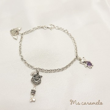 限時優惠[現貨商品]【焦糖小姐 Ms caramelo 】925銀鍍K白 愛心手鍊(復古設計手鍊)