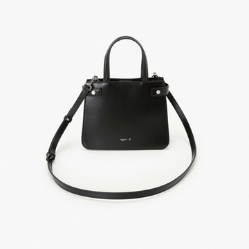 agnes b.Voyage 皮革肩背手提包小款(黑色)