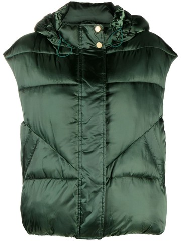 Patrizia Pepe - hooded quilted gilet - women - Polyester/Polyamide/Polyamide - 44 - Green